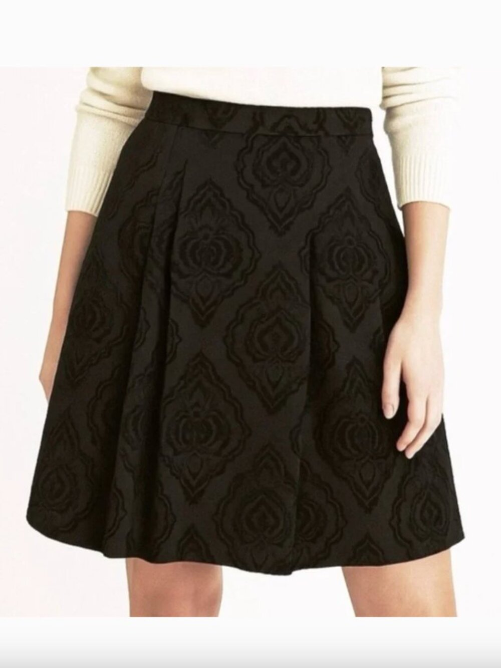 Talbots Black Embossed Brocade Jacquard A-Line Dressy Skirt - Size 6